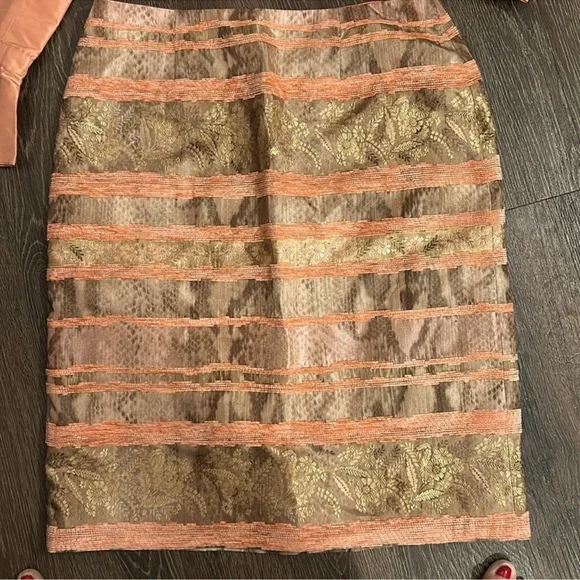 Rickie Freeman for Teri Jon Peach and Gold 2 Piece Dress - Picture 3 of 7